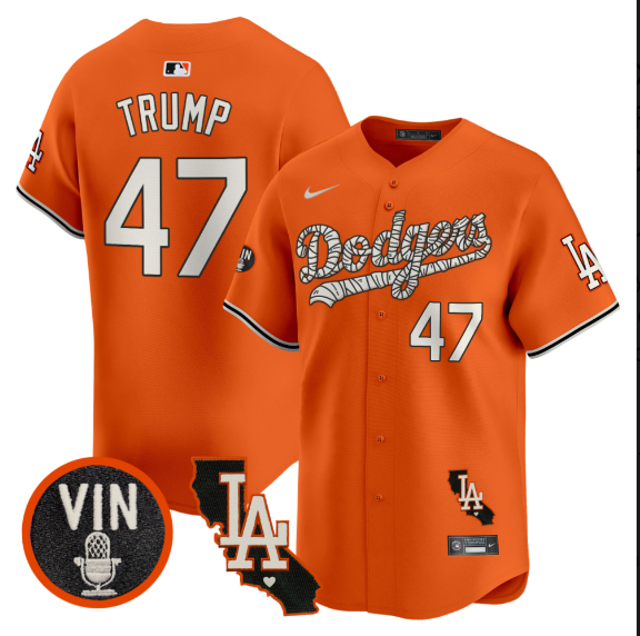 Men Los Angeles Dodgers 47 Trump 2025 orange Limited Stitched Jersey